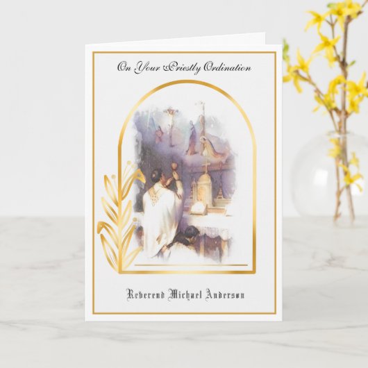 Katholieke priester Ordination Religieuze Jesus Ca Kaart (Gele Bloem)