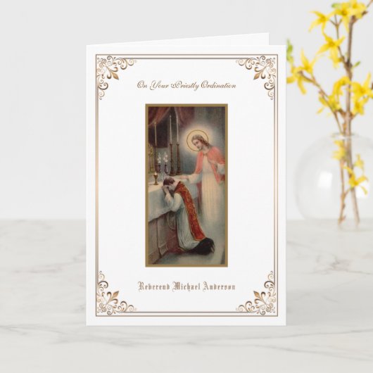 Katholieke priester Ordination Religieuze Jesus Ca Kaart (Gele Bloem)