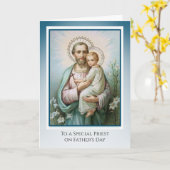 Katholieke Priester St. Joseph Jezus Vaderdag Kaart (Gele Bloem)