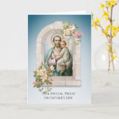 Katholieke Priester St. Joseph Jezus Vaderdag Kaart (Gele Bloem)