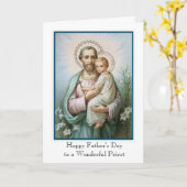 Katholieke priester St. Joseph Kind Jezus Vaderdag Kaart (Gele Bloem)