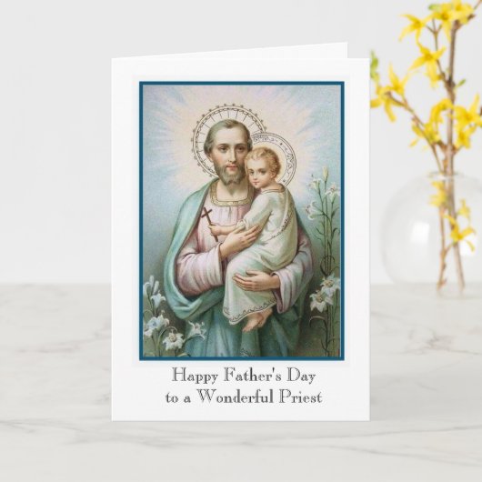 Katholieke priester St. Joseph Kind Jezus Vaderdag Kaart (Gele Bloem)