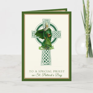 Katholieke priester St. Patrick's Day Shamrocks Ca Kaart