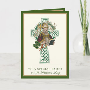 Katholieke priester St. Patrick's Day Shamrocks Ca Kaart