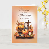 Katholieke priester Thanksgiving met Crucifix Pomp Kaart (Gele Bloem)