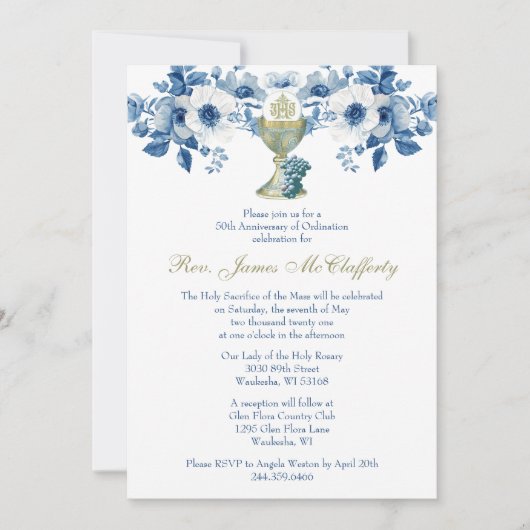 Katholieke priester wijding blauw Jubileum Kaart (Voorkant)