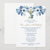 Katholieke priester wijding blauw Jubileum Kaart (Voorkant / Achterkant)