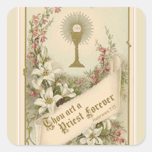 Katholieke priester wijding Eucharistie Religieus Vierkante Sticker (Voorkant)