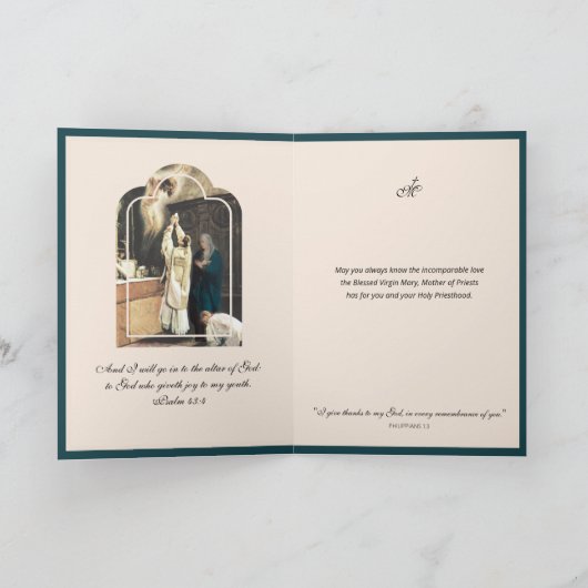 Katholieke priestermaagd Mary Religieuze Gebed Kaart (Binnen)