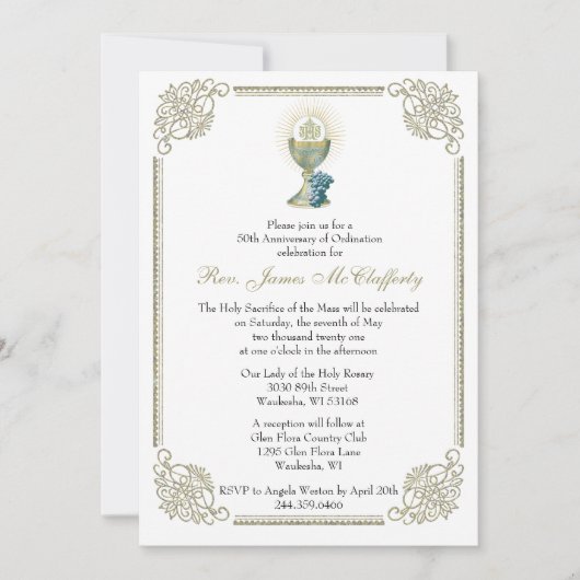 Katholieke priesterwijding Gouden Jubileum Kaart (Voorkant)