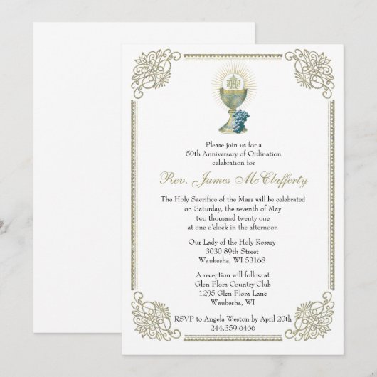 Katholieke priesterwijding Gouden Jubileum Kaart (Voorkant / Achterkant)