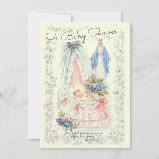 Katholieke Religieuze  Baby Boy Shower Kaart (Voorkant)