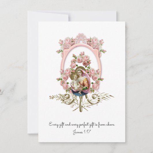 Katholieke Religieuze  Baby shower Uitnodiging (Voorkant)