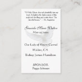 Katholieke religieuze bevestiging Herdenking Engel Visitekaartje (Achterkant)