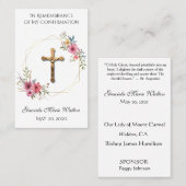 Katholieke religieuze bevestiging Herdenking Kruis Visitekaartje (Voorkant / Achterkant)