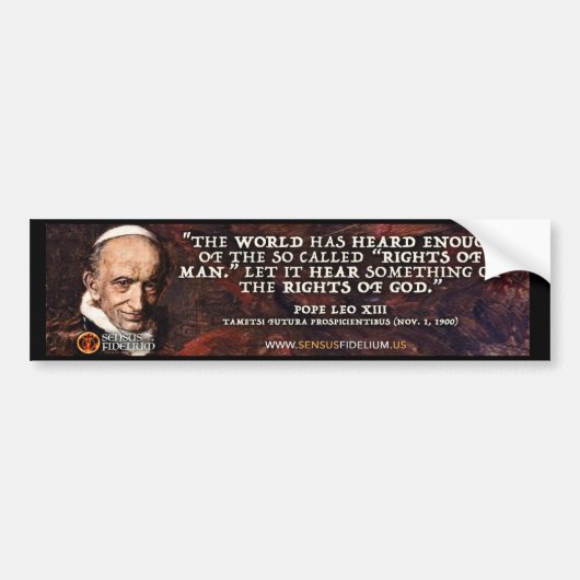 Katholieke Religieuze Citaat van paus Leo XIII Bumpersticker (Voorkant)