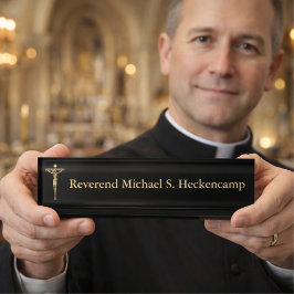 Katholieke Religieuze Crucifix Cross Jesus Priest Naambordje