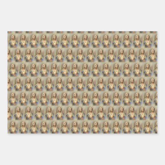 Katholieke Religieuze Heilige Hart Jezus Maagd Mar Inpakpapier Vel (Voorkant 2)