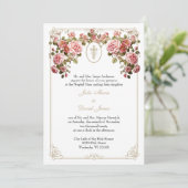 Katholieke Religieuze Huwelijk Gouden Kruis Rozen Kaart (Staand voorkant)