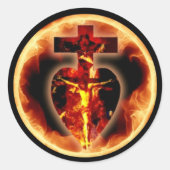 Katholieke Religieuze Jezus Kruisbeeld Heilige Dri Ronde Sticker (Voorkant)