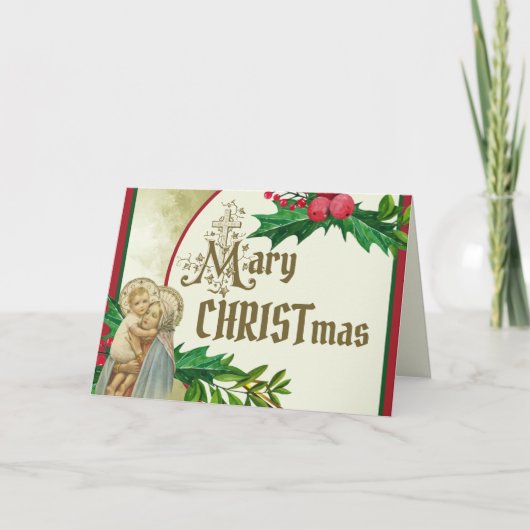 Katholieke Religieuze Maagd Maria Baby Jesus Holly Kaart (Voorkant)