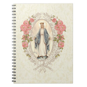 Katholieke Religieuze Maagd Mary Floral Notitieboek