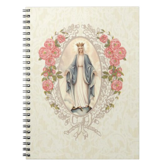 Katholieke Religieuze Maagd Mary  Floral Notitieboek (Voorkant)