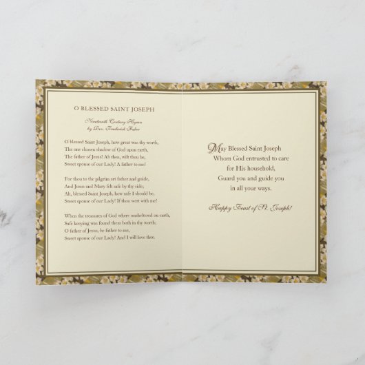 Katholieke Religieuze St. Joseph Feast Prayer Card Kaart (Binnen)