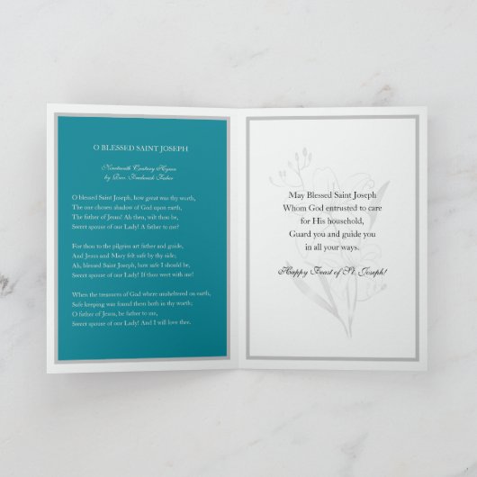 Katholieke Religieuze St. Joseph Feast Prayer Card Kaart (Binnen)