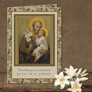 Katholieke religieuze St. Jozef-feestgebedskaart Kaart