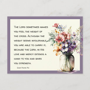 Katholieke Religieuze St. Padre Pio Citaat Floral Briefkaart