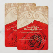 Katholieke Rode Roze Vintage Weddenschap Kaart (Voorkant / Achterkant)