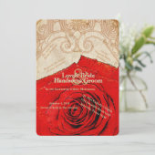 Katholieke Rode Roze Vintage Weddenschap Kaart (Staand voorkant)