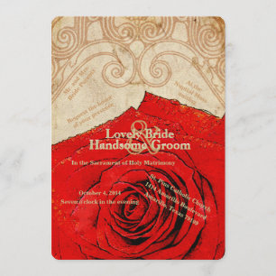 Katholieke Rode Roze Vintage Weddenschap Kaart