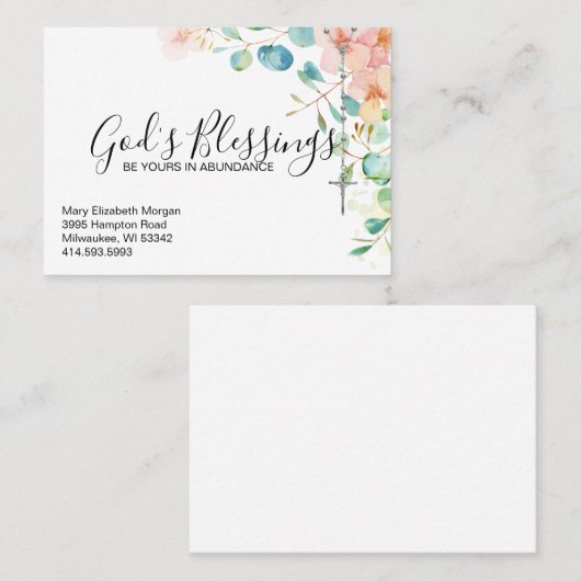 Katholieke Rosary Eucalyptus Religieuze Floral Visitekaartje (Voorkant / Achterkant)