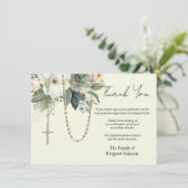 Katholieke Rosary Floral Funeral condoleances Bedankkaart (Staand voorkant)