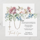 Katholieke Rosary Floral Funeral condoleances Bedankkaart (Voorkant / Achterkant)