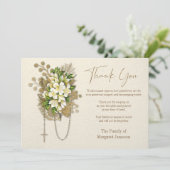 Katholieke Rosary Floral Funeral condoleances Bedankkaart (Staand voorkant)