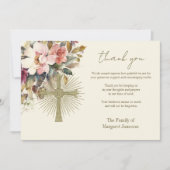 Katholieke Rosary Floral Funeral condoleances Bedankkaart (Voorkant)