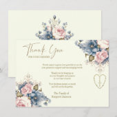 Katholieke Rosary Floral Funeral condoleances Bedankkaart (Voorkant / Achterkant)