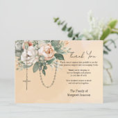 Katholieke Rosary Floral Funeral condoleances Bedankkaart (Staand voorkant)