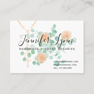 Katholieke Rosary Religious Peach Floral Visitekaartje