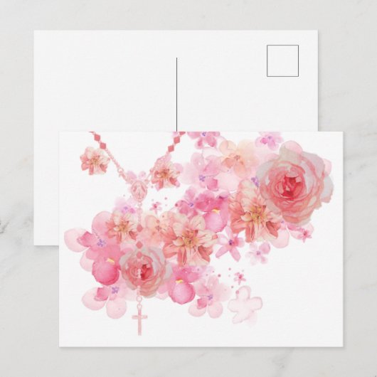 Katholieke Rosary Roses Religieuze Floral  Briefkaart (Voorkant / Achterkant)