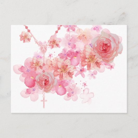 Katholieke Rosary Roses Religieuze Floral Briefkaart (Voorkant)