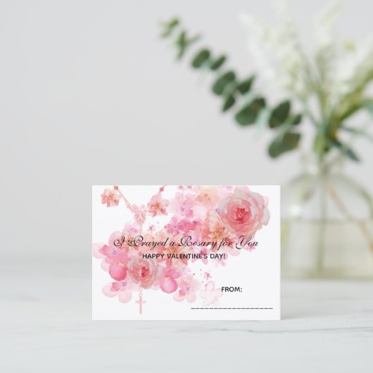 Katholieke Rosary Roses Religieuze Valentijn Visitekaartje (Staand voorkant)