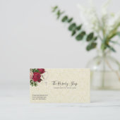 Katholieke Rosary Roze Red Roses Ecru Lace  Visitekaartje (Staand voorkant)
