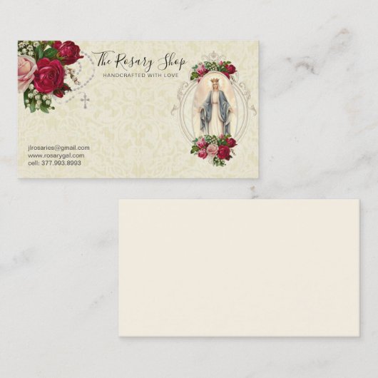 Katholieke Rosary roze Roses Virgin Mary  Visitekaartje (Voorkant / Achterkant)