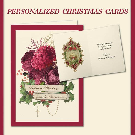 Katholieke Rosary Rozen Religieuze Baby Jezus Feestdagen Kaart