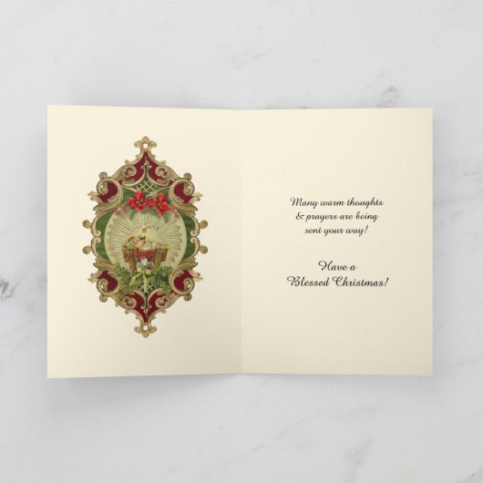 Katholieke Rosary Rozen Religieuze Baby Jezus Feestdagen Kaart (Binnen)