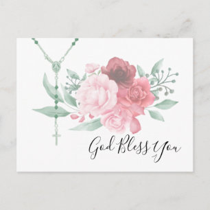 Katholieke Rosary Rozen Religieuze Floral God zege Briefkaart